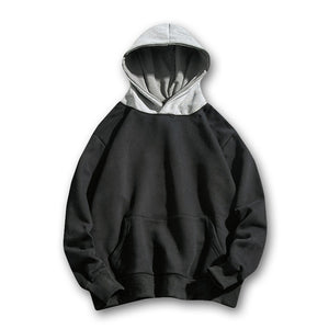 New Hip Hop Monochrome Big Pocket Fleece Hooded Sweatshirt Casual Harajuku Fashion Pullover Hoodies Streetwear Male Fashion Tops